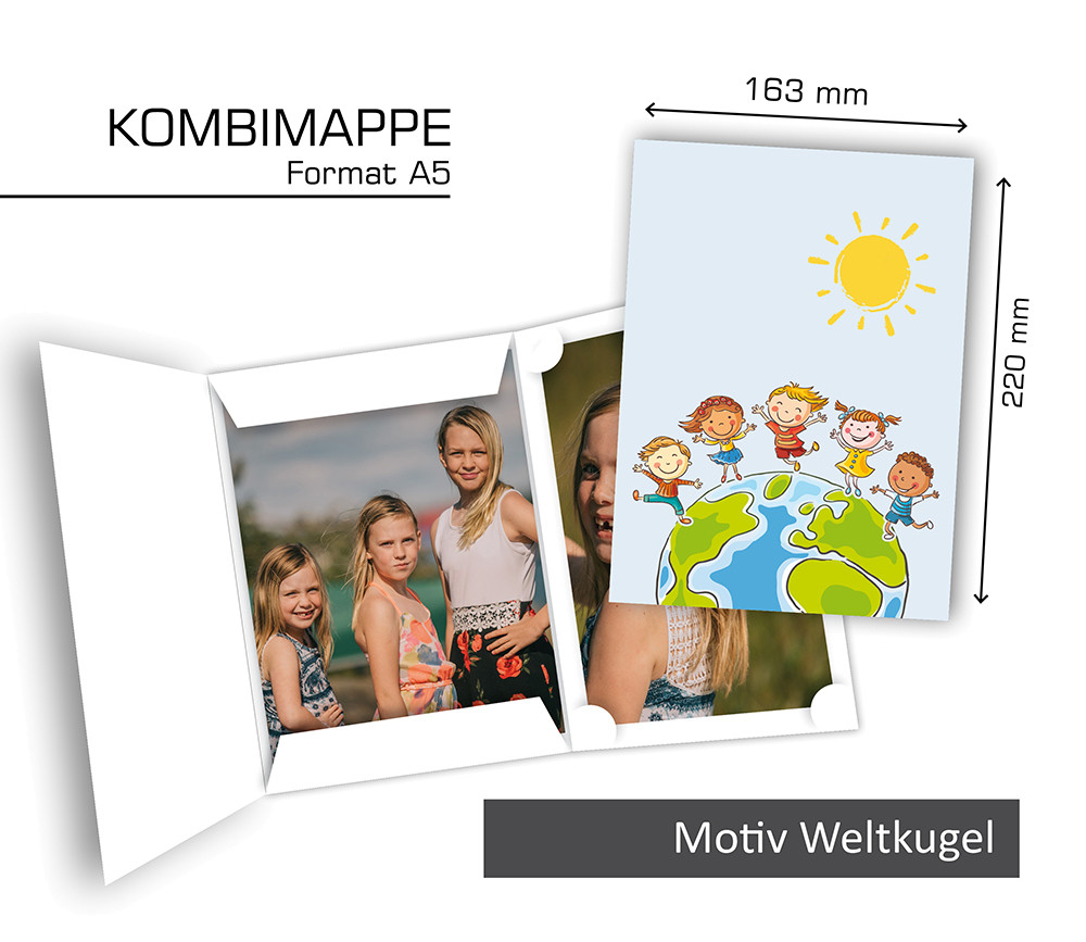 Kombimappe für Kinder "WELTKUGEL", 25 Stück